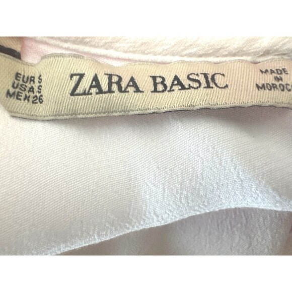 2/$30 ZARA Basic Small White Blouse With Black Lace Trim - Picture 3 of 11